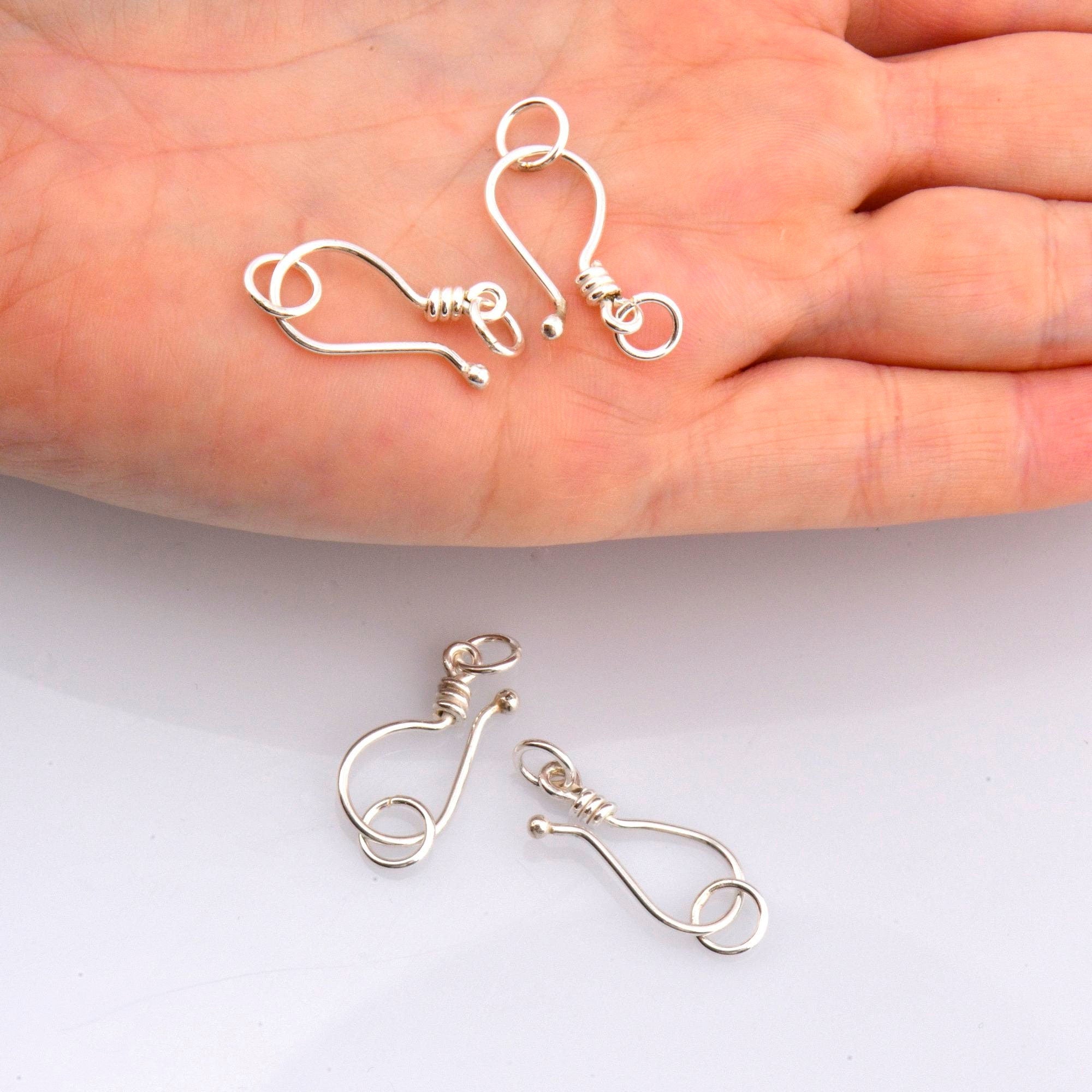 925 Sterling Silver S Hook Clasps with Ring, Silver Hook Clasps, Solid Silver S Connectors, Jewelry Making Supplies, Jewelry Findings, M67D