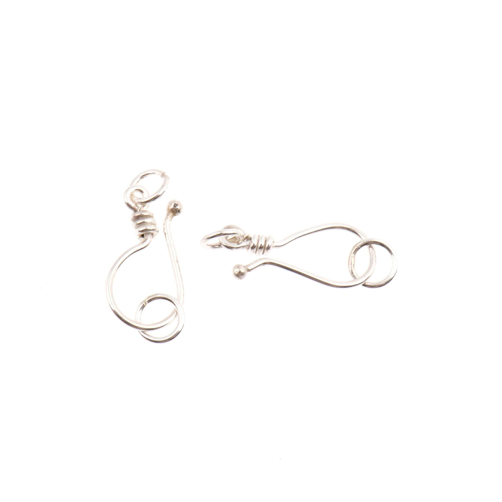 925 Sterling Silver S Hook Clasps with Ring, Silver Hook Clasps, Solid Silver S Connectors, Jewelry Making Supplies, Jewelry Findings, M67D