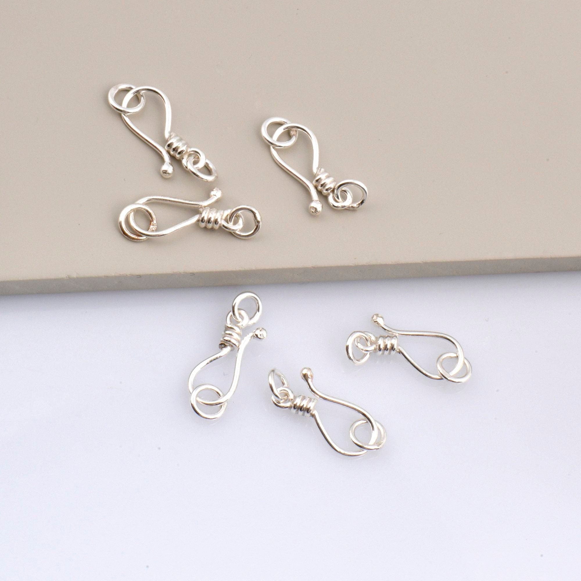 925 Sterling Silver S Hook Clasps with Ring, Silver Hook Clasps, Silver S Connectors, Jewelry Making Supplies, Jewelry Findings, M67A-E
