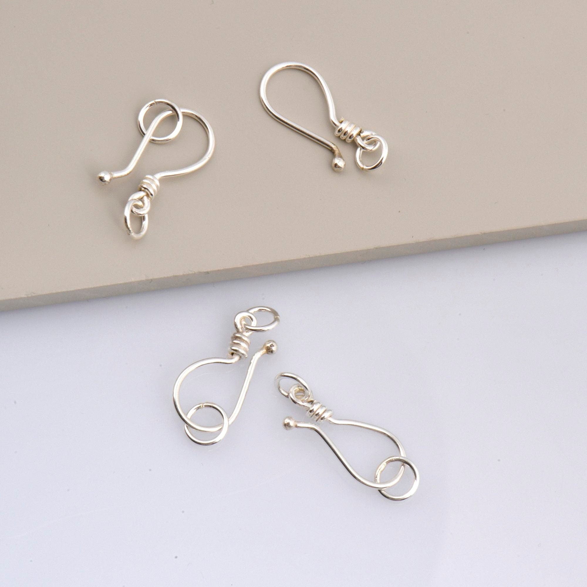 925 Sterling Silver S Hook Clasps with Ring, Silver Hook Clasps, Silver S Connectors, Jewelry Making Supplies, Jewelry Findings, M67A-E