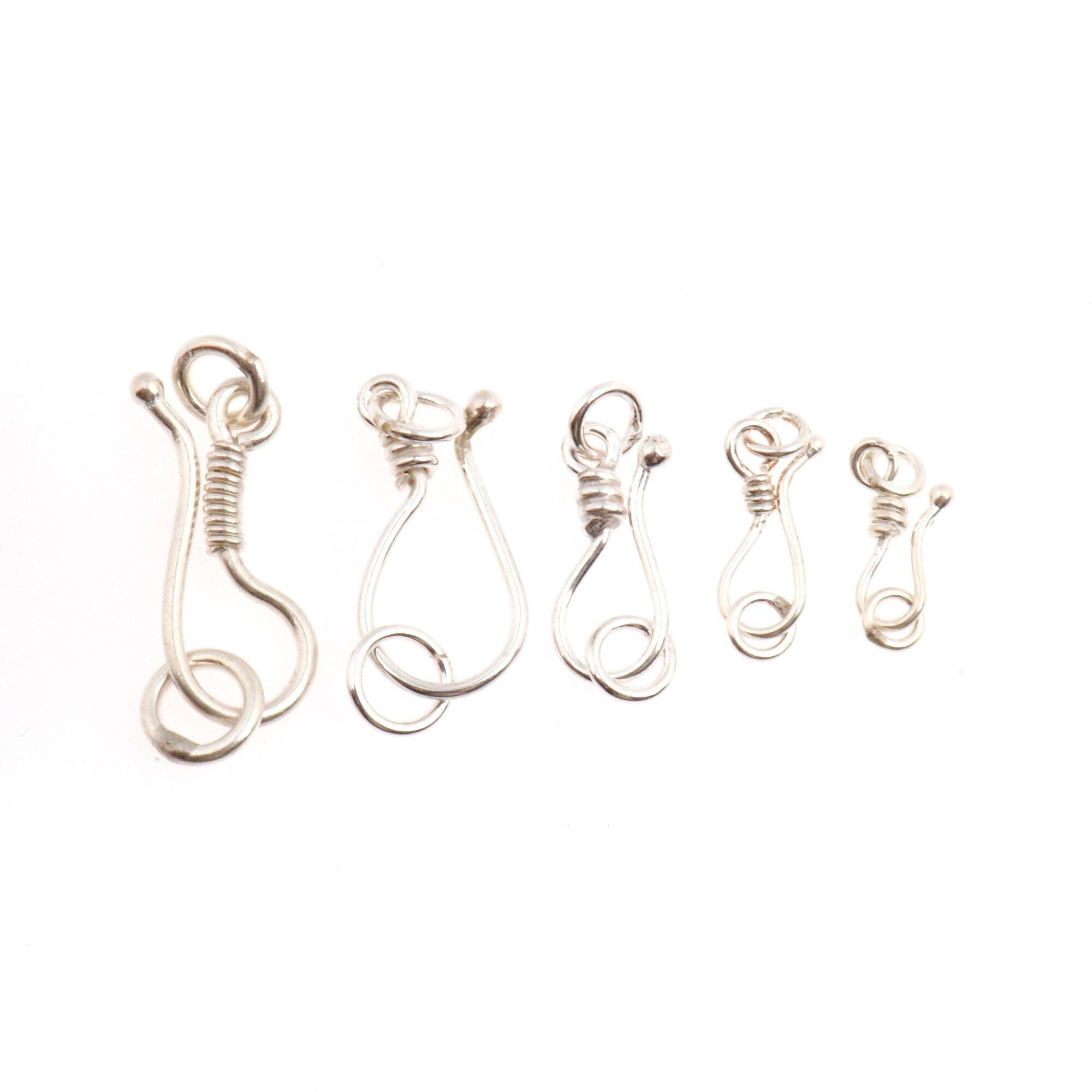 925 Sterling Silver S Hook Clasps with Ring, Silver Hook Clasps, Silver S Connectors, Jewelry Making Supplies, Jewelry Findings, M67A-E