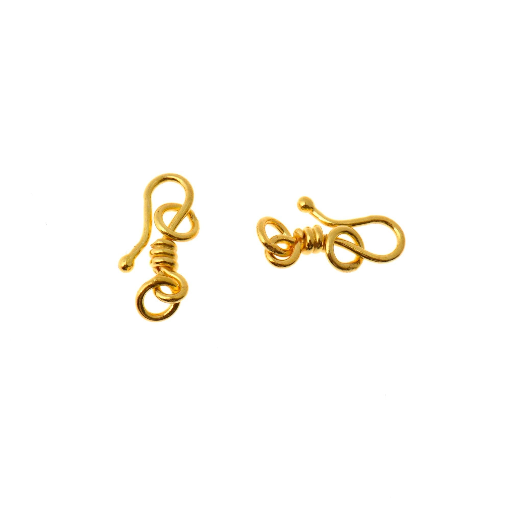 24K Gold Vermeil S Hook Clasps with Ring, 925 Silver Hook Clasps, 24K Gold Plated S Connectors, Jewelry Supplies, Jewelry Findings, VM67A