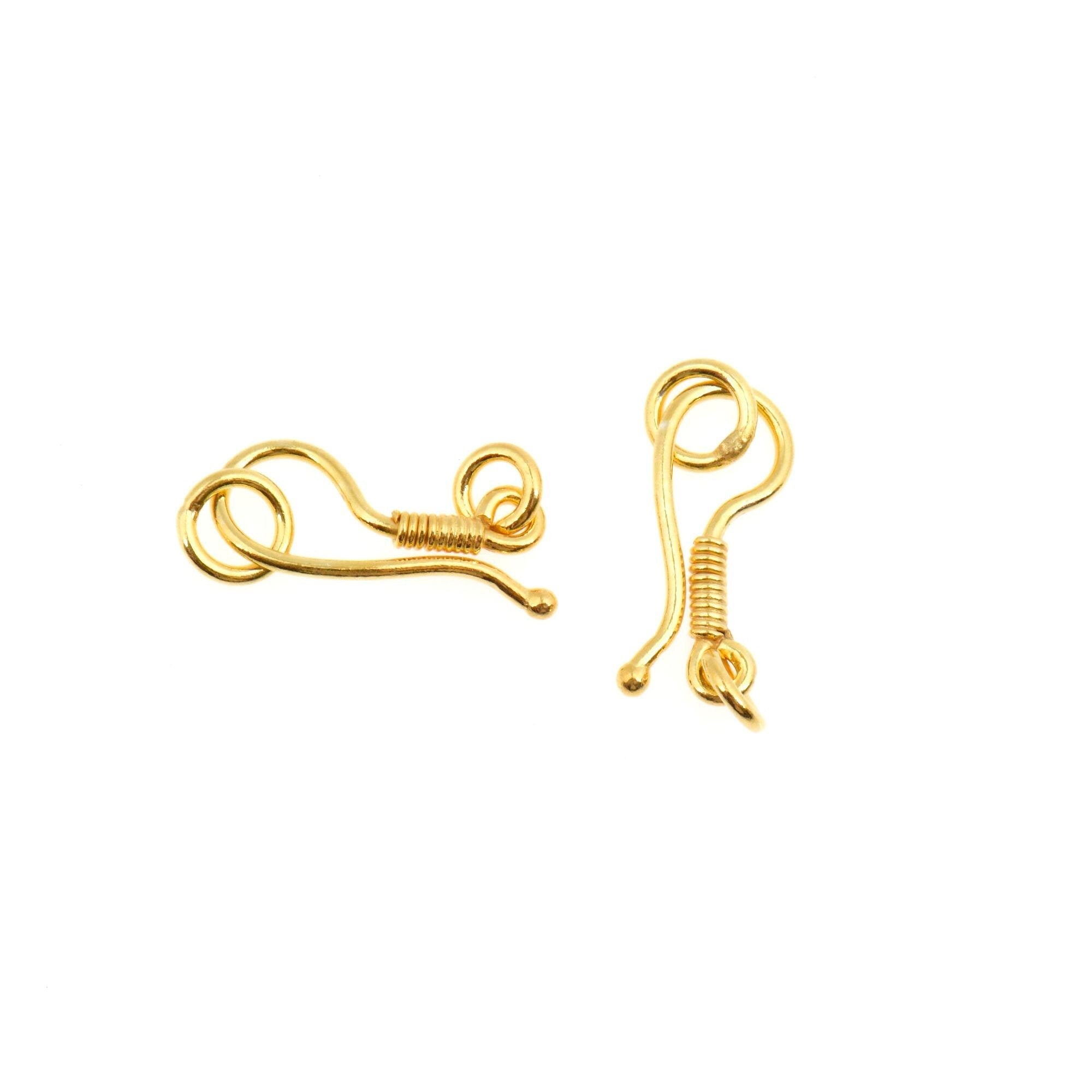 24K Gold Vermeil S Hook Clasps with Ring, 925 Silver Hook Clasps, 24K Gold Plated S Connectors, Jewelry Supplies, Jewelry Findings, VM67E