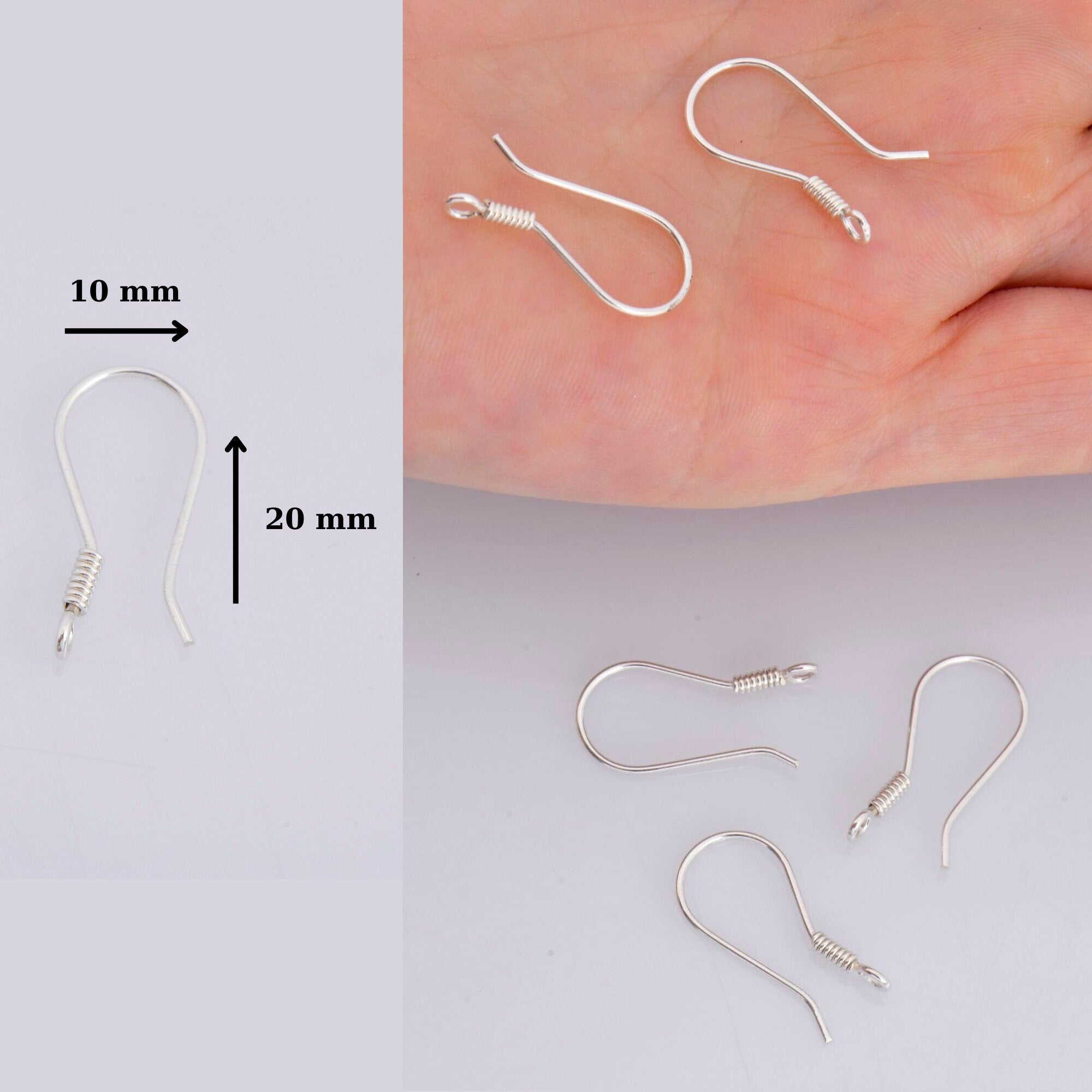 24K Gold Vermeil and 925 Silver Ear Wires, Silver Earring Hooks in Gold, Fancy Ear Wires, Earrings Making Supply, Jewelry Findings, M37/VM37