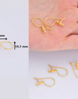 24K Gold Vermeil Ear Wires, 24K Gold Plated Earring Hooks, 925 Silver Flower Ear Wires, Earring Making Supply, Jewelry Making Findings, VM40
