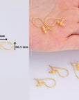 24K Gold Vermeil & 925 Sterling Silver Ear Wires, Earring Hooks, Flower Ear Wires, Earrings Making Supply, Jewelry Findings, M40/VM40