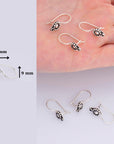 925 Sterling Silver Ear Wires, Solid Silver Earring Hooks, Oxidized Silver Flower Ear Wires, Earrings Making Supply, Jewelry Findings, M41