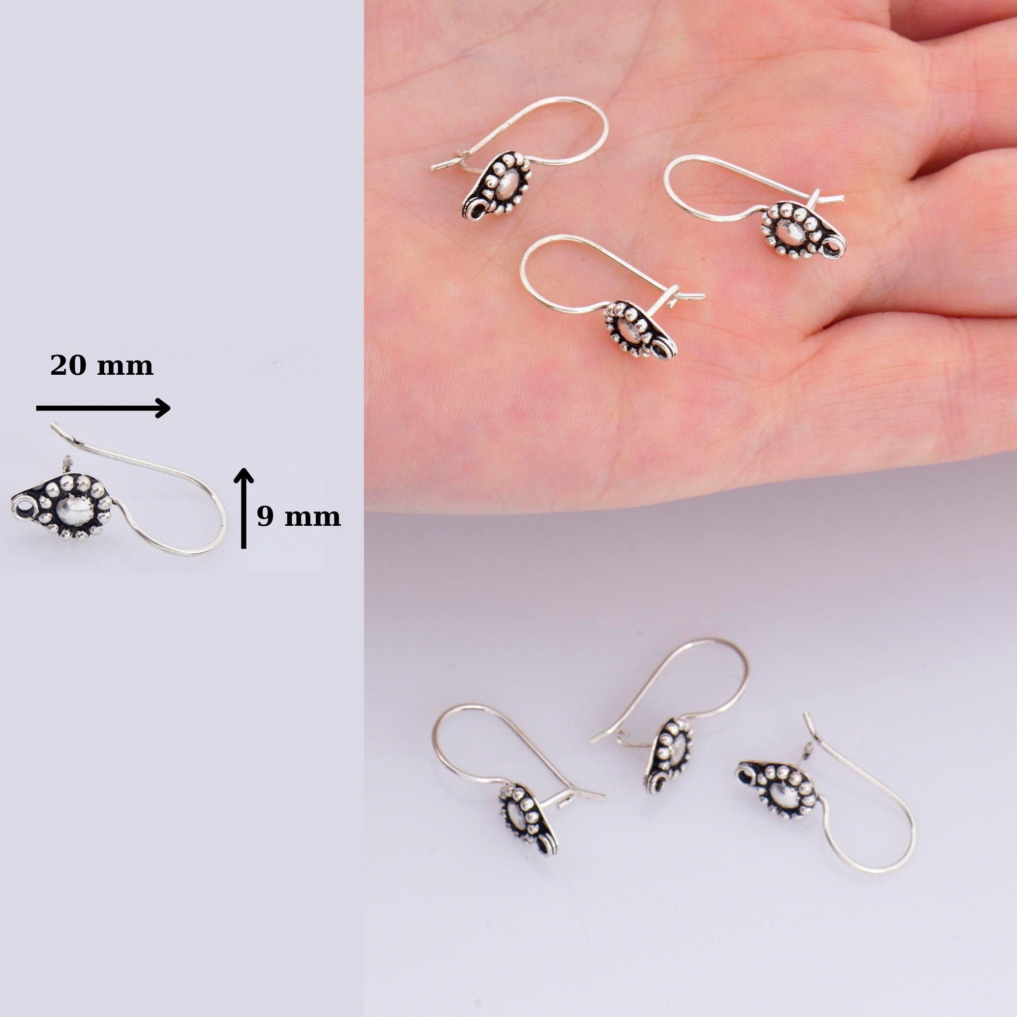 24K Gold Vermeil and 925 Sterling Silver Ear Wires, Earring Hooks, Flower Ear Wires, Earrings Making Supply, Jewelry Findings, M41/VM41