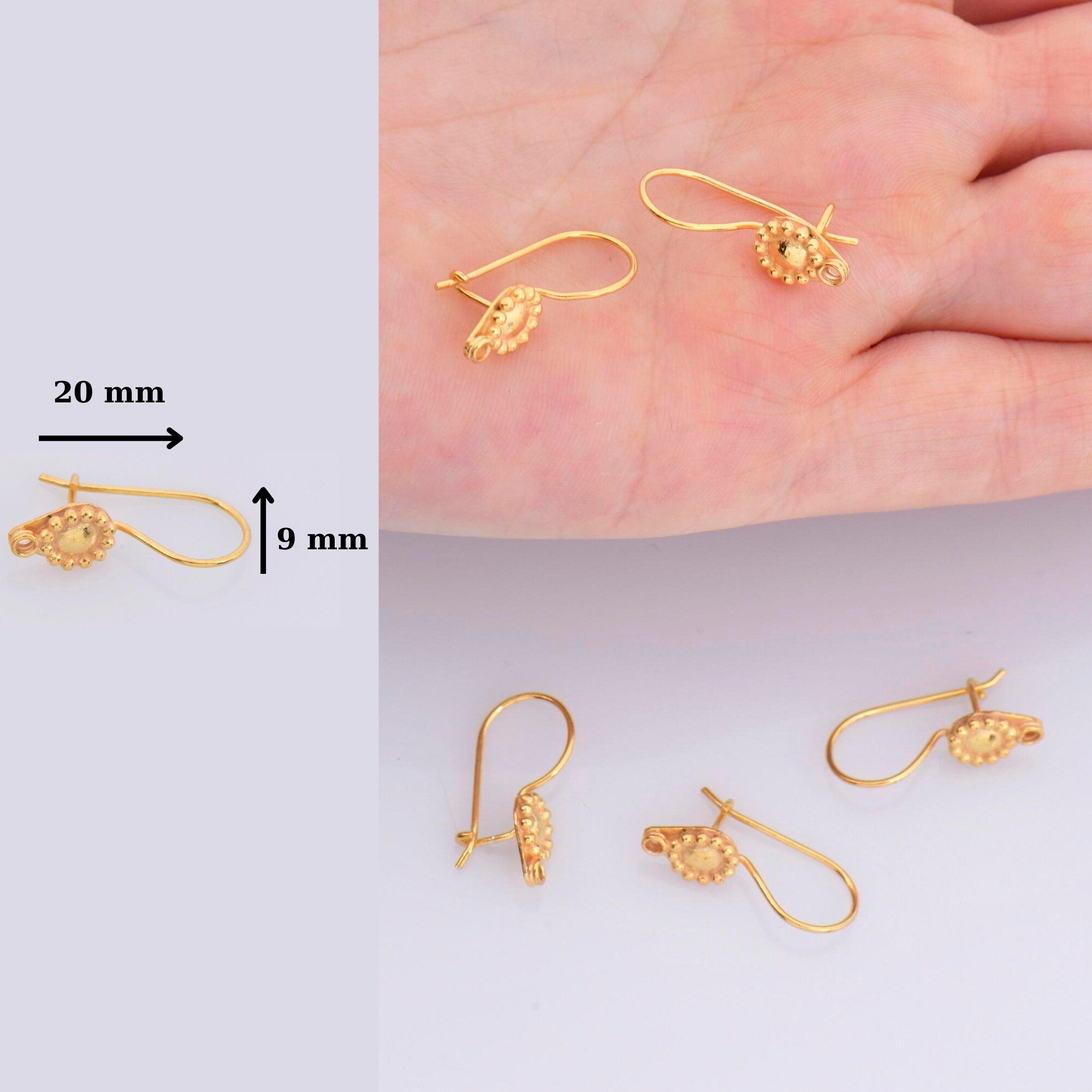 24K Gold Vermeil Ear Wires, 24K Gold Plated Earring Hooks, 925 Silver Flower Ear Wires, Earring Making Supply, Jewelry Making Findings, VM41