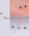 925 Sterling Silver Flower Ear Wires, Solid Silver Earring Hooks, Oxidized Silver Ear Wires, Earrings Making Supply, Jewelry Findings, M44