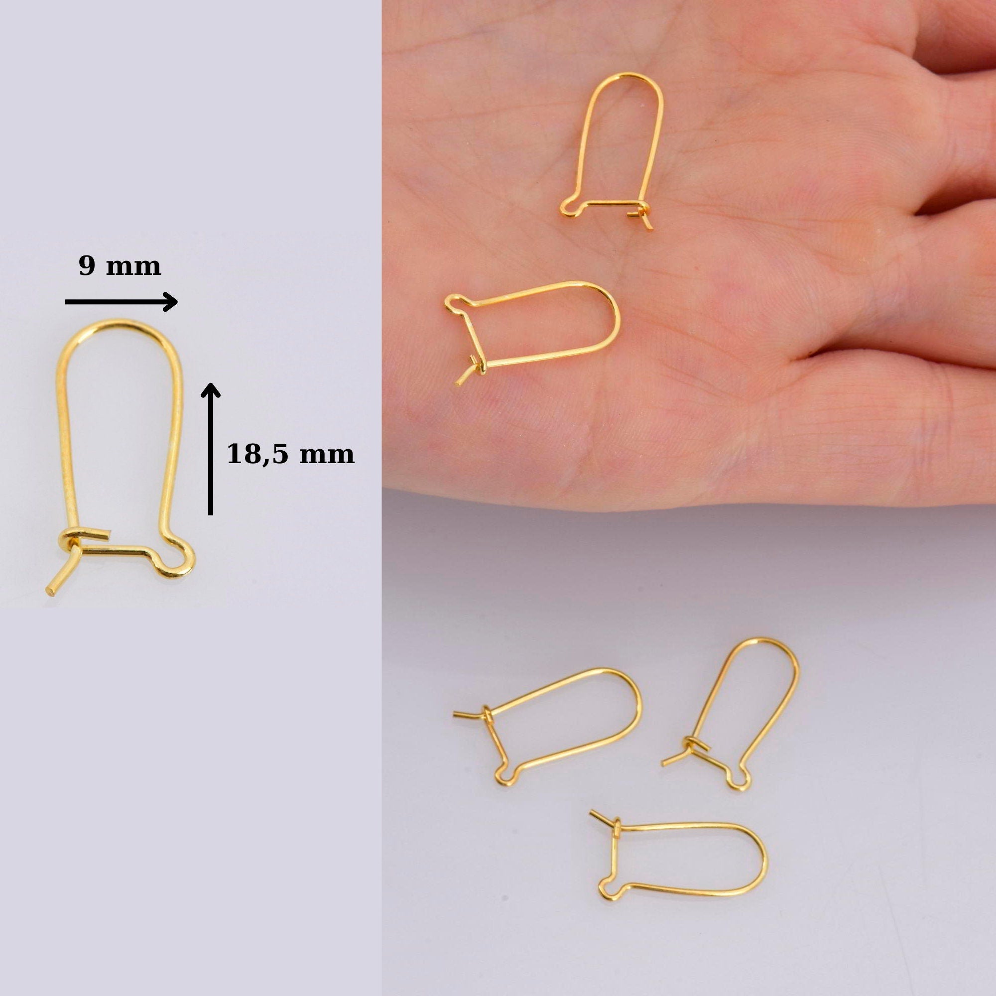 24K Gold Vermeil and 925 Silver Kidney Ear Wires, Kidney Earring Hooks, Earring Making Supply, Jewelry Making Findings, M47/VM47