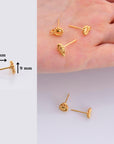 24K Gold Vermeil Flower Ear Post, 925 Solid Silver Flower Earring Studs with Loop, Gold Plated Earring Posts, Jewelry Making Findings, VM52
