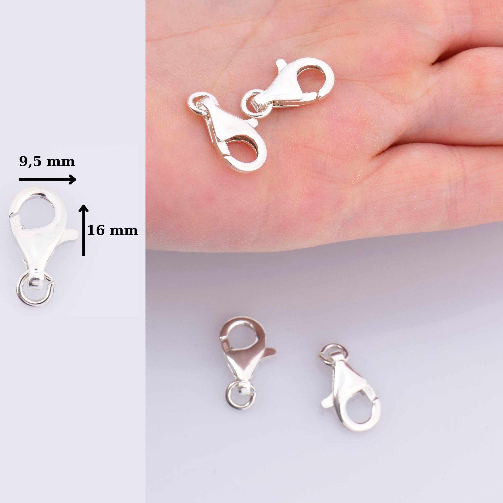 925 Sterling Silver Lobster Clasp, Solid Silver Trigger Clasp, Silver Spring Clasp, Jewelry Crafting Supplies, Jewelry Making Findings, M54D