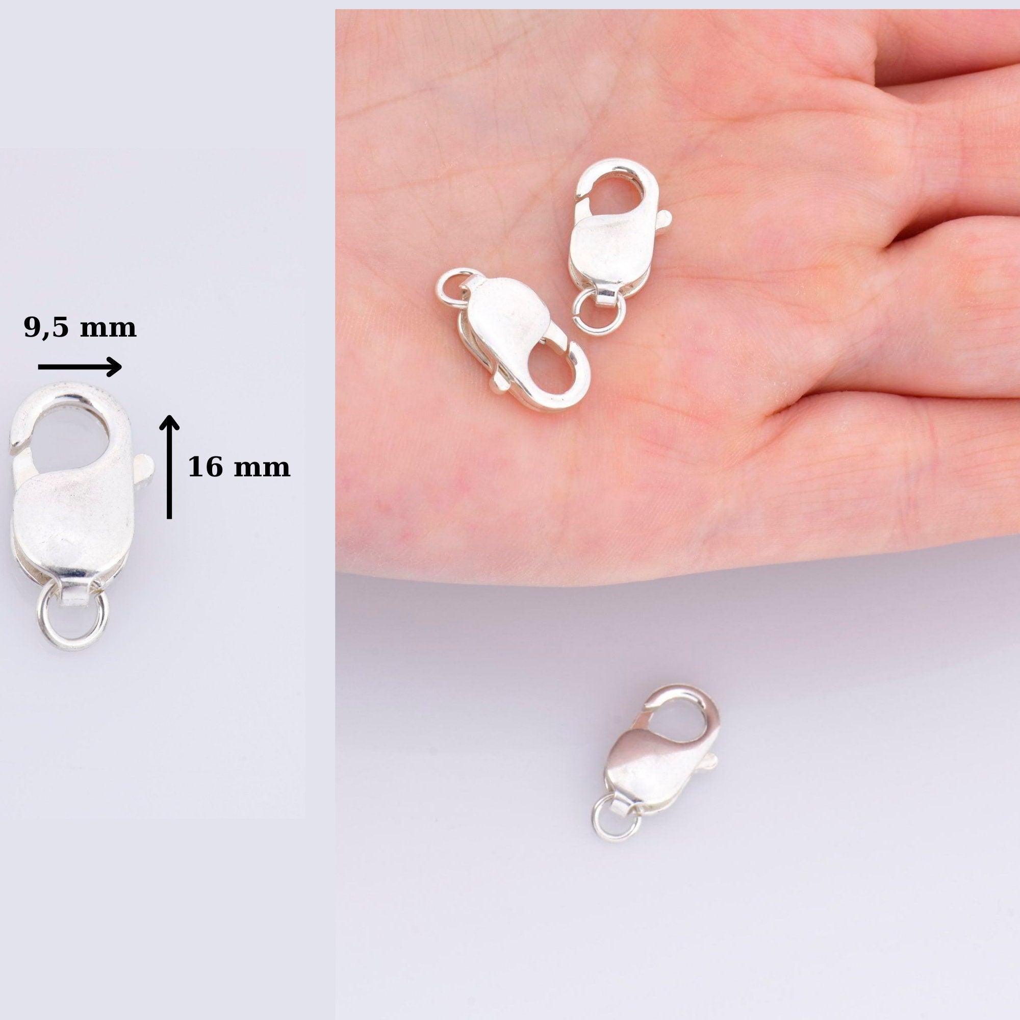 925 Sterling Silver Lobster Clasp, Solid Silver Trigger Clasp, Silver Spring Clasp, Jewelry Making Supplies, Jewelry Making Findings, M55D