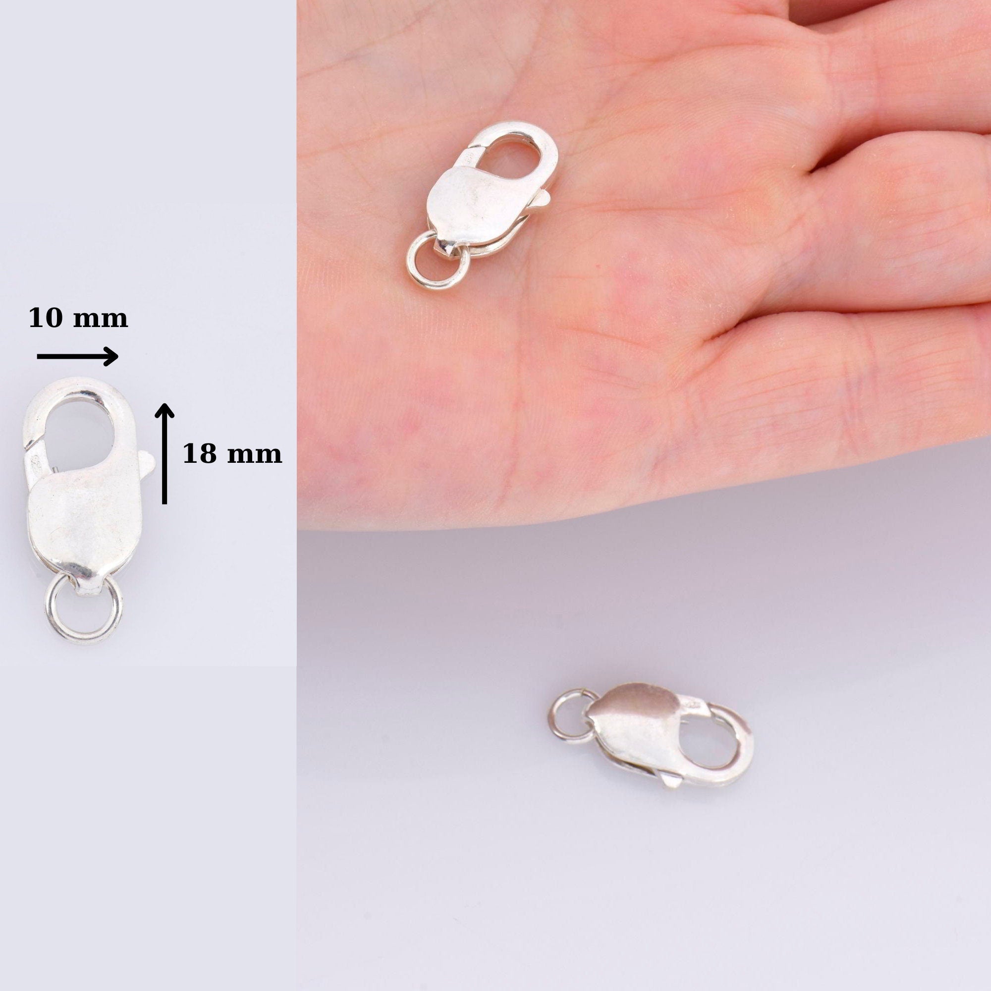 925 Sterling Silver Lobster Clasp, Solid Silver Trigger Clasp, Silver Spring Clasp, Jewelry Making Supplies, Jewelry Making Findings, M55E