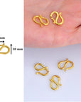24K Gold Vermeil S Clasps, 925 Sterling Silver Hook Clasps, 24K Gold Plated Connectors, Jewelry Making Supplies, Jewelry Findings, VM63A