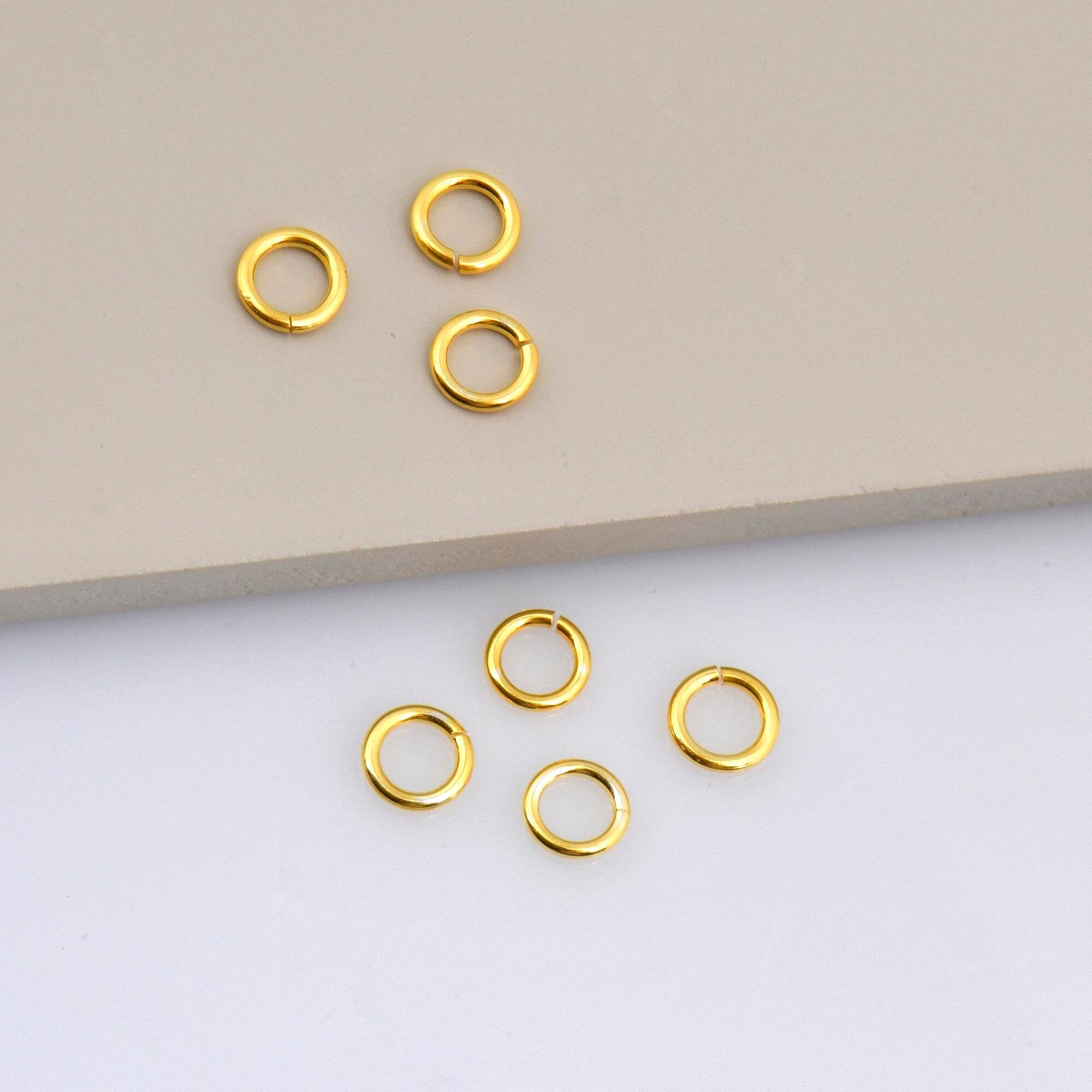 24K Gold Vermeil High Quality Open Jump Rings, 24K Gold Plated 925 Silver Thick Open Rings, Jewelry Supplies, Jewelry Findings, VM68A-E
