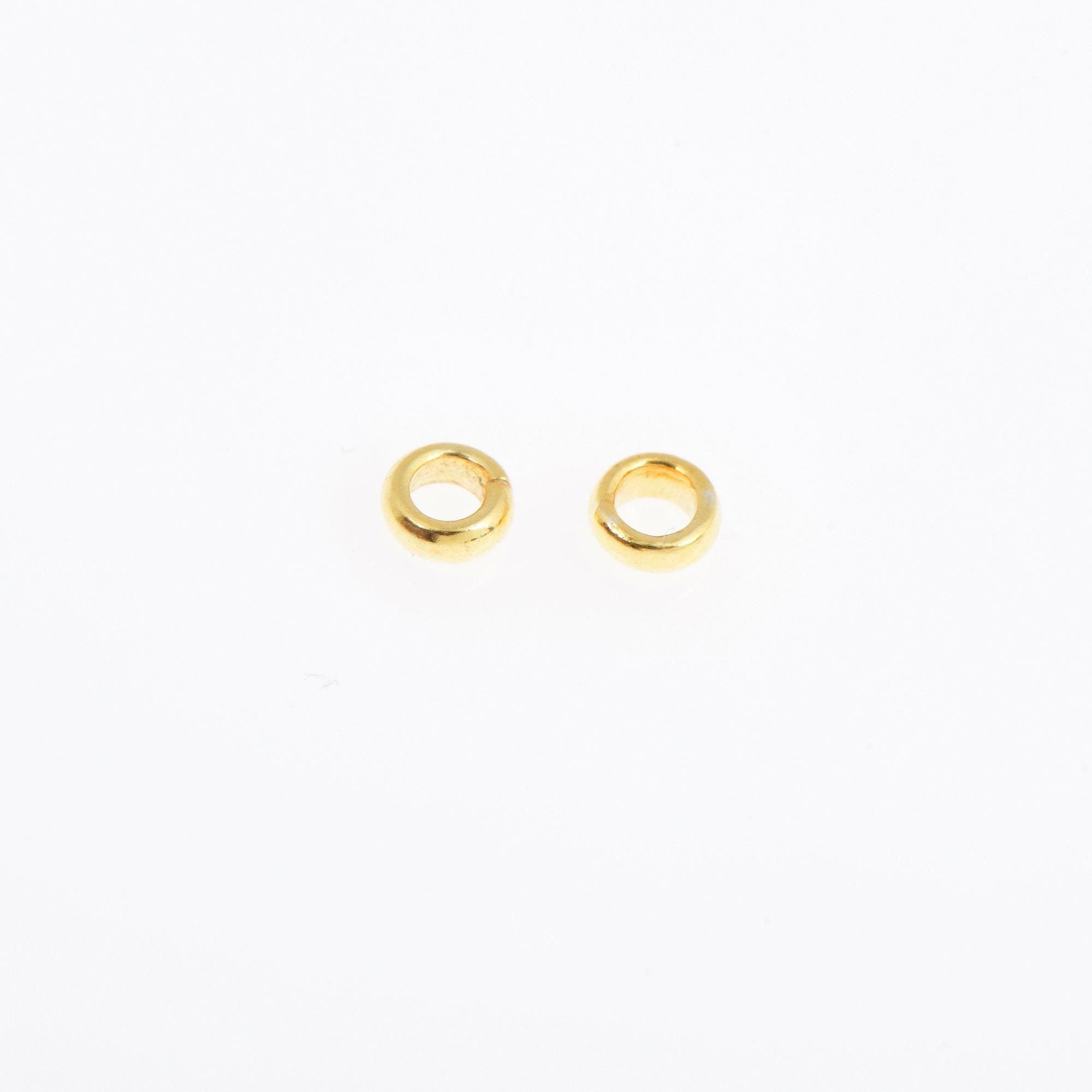 24K Gold Vermeil and 925 Silver Closed Separator Jump Rings, Closed hollow rings, Ring Jewelry Findings, M/VM69 A&B