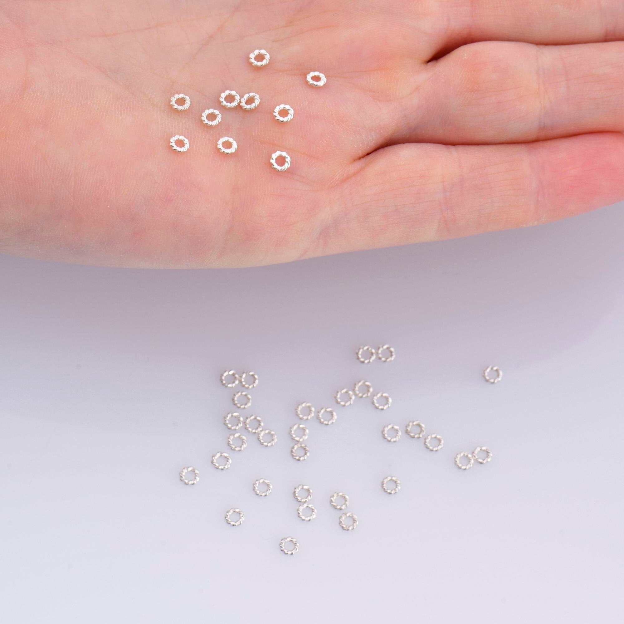 925 Silver 40 Pcs Closed Rope Jump Rings, Sterling Silver Rope Design Jump Rings, Small Closed Rope Rings Seperator, Jewelry Findings, M70