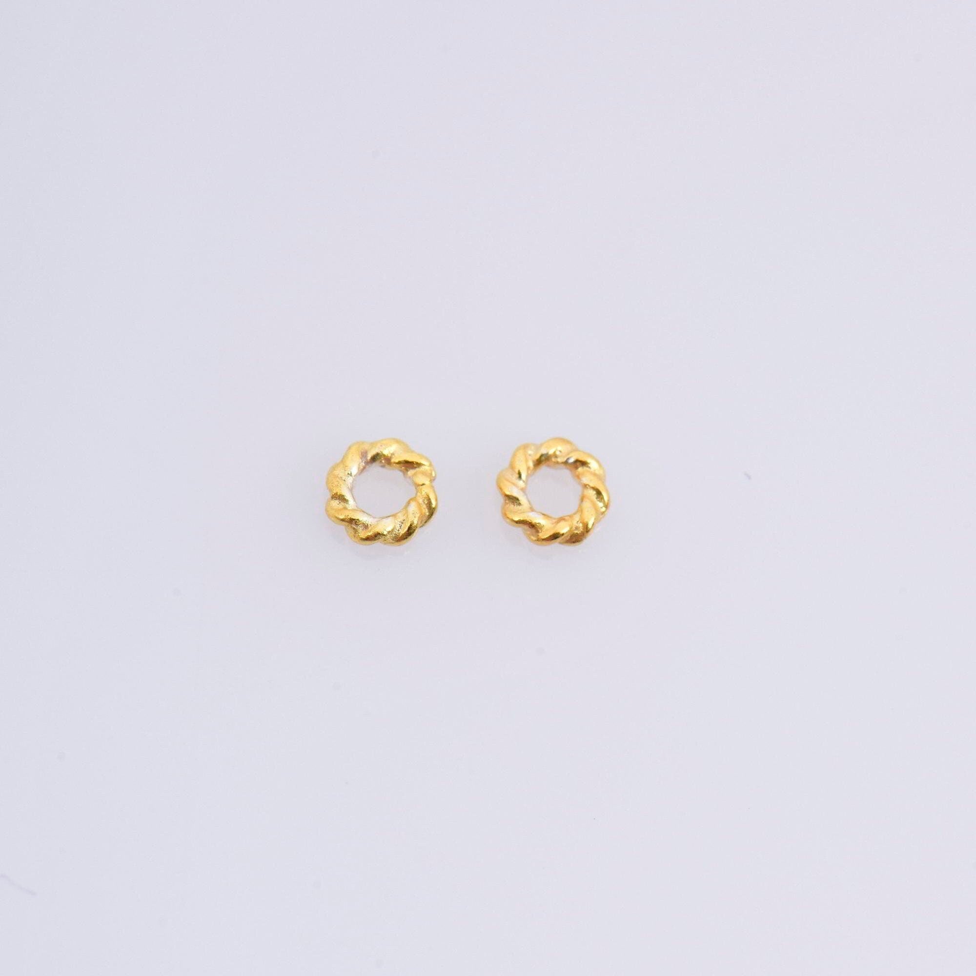 24K Gold Vermeil 40 Pcs Rope Design Jump Rings, 925 Silver Closed Rope Jump Rings, Closed Rope Rings Seperator in 24K Gold, Findings, VM70