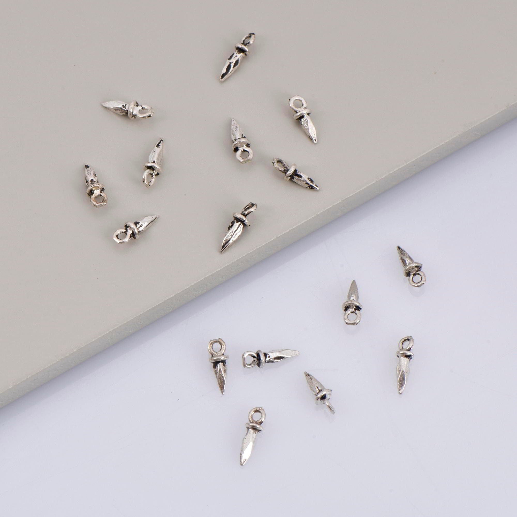 925 Sterling Silver 8 Pcs Spike Dangle Charm, Silver Faceted Spike Charm, Solid Silver Cone Shape Dangles, Jewelry Making Findings, M72