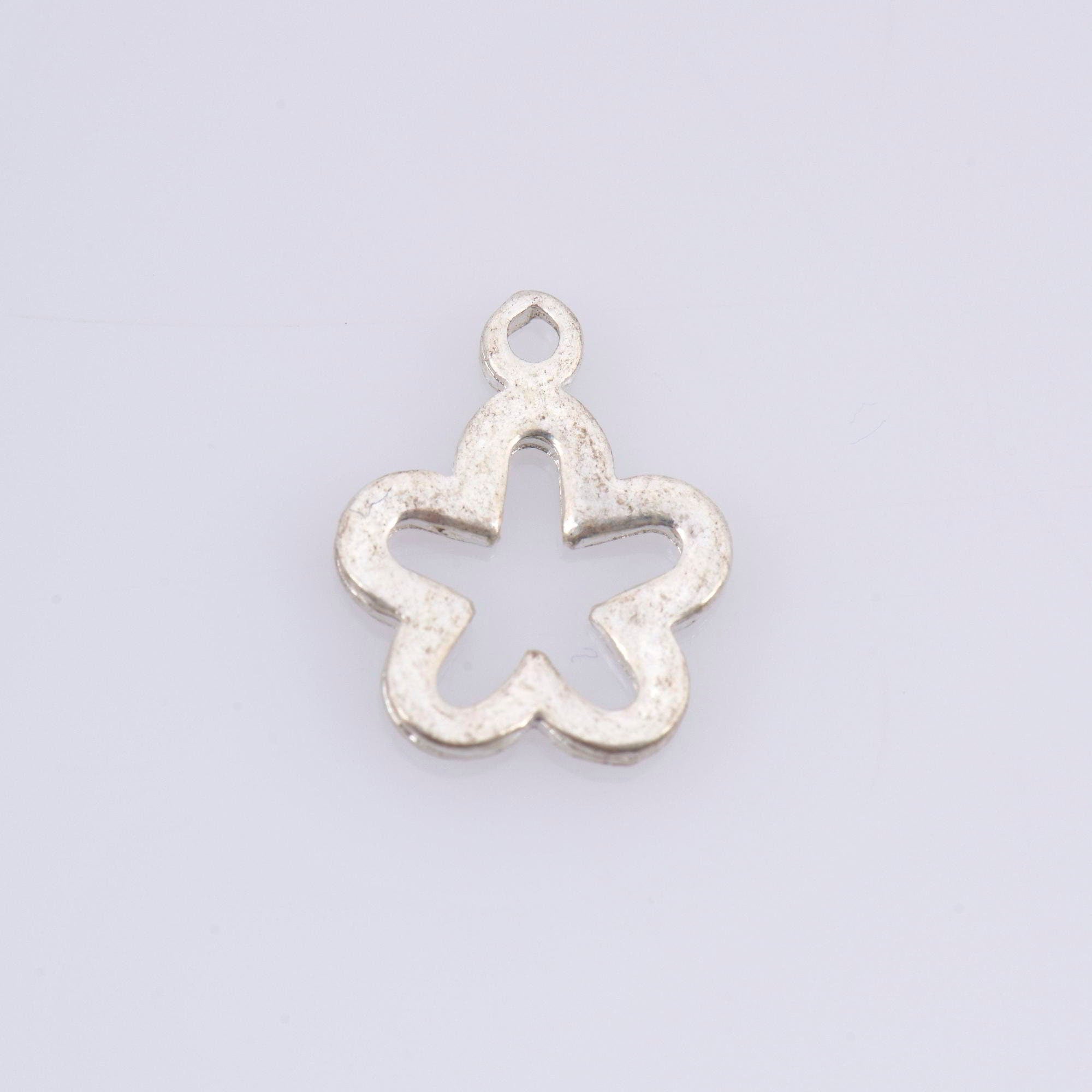 925 Sterling Silver 3 Pcs Flower Charms, Silver Flower Charm Dangles, Solid Silver Flower Pendants, Jewelry Making Findings, Supplies, M74