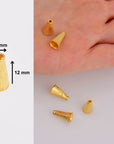 24K Gold Vermeil Cone Shape Beads, 24K Gold Plated Cone Bead Caps, 925 Silver End Bead Cones, Pyramid Bead Caps, Jewelry Findings, VM29B