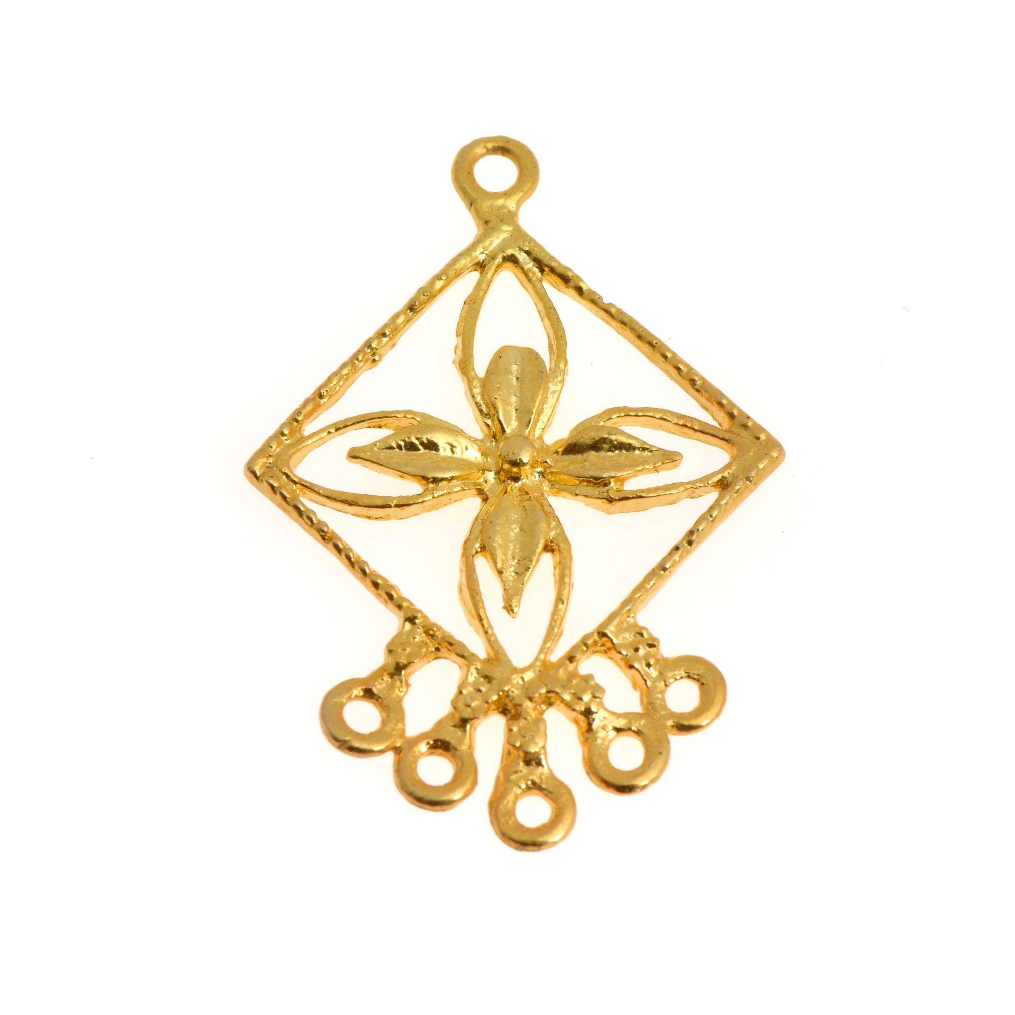 24K Gold Vermeil Chandelier Earring Component, Pendants, Gold Plated 925 Sterling Silver Chandelier Connectors, Jewelry Findings, S8V