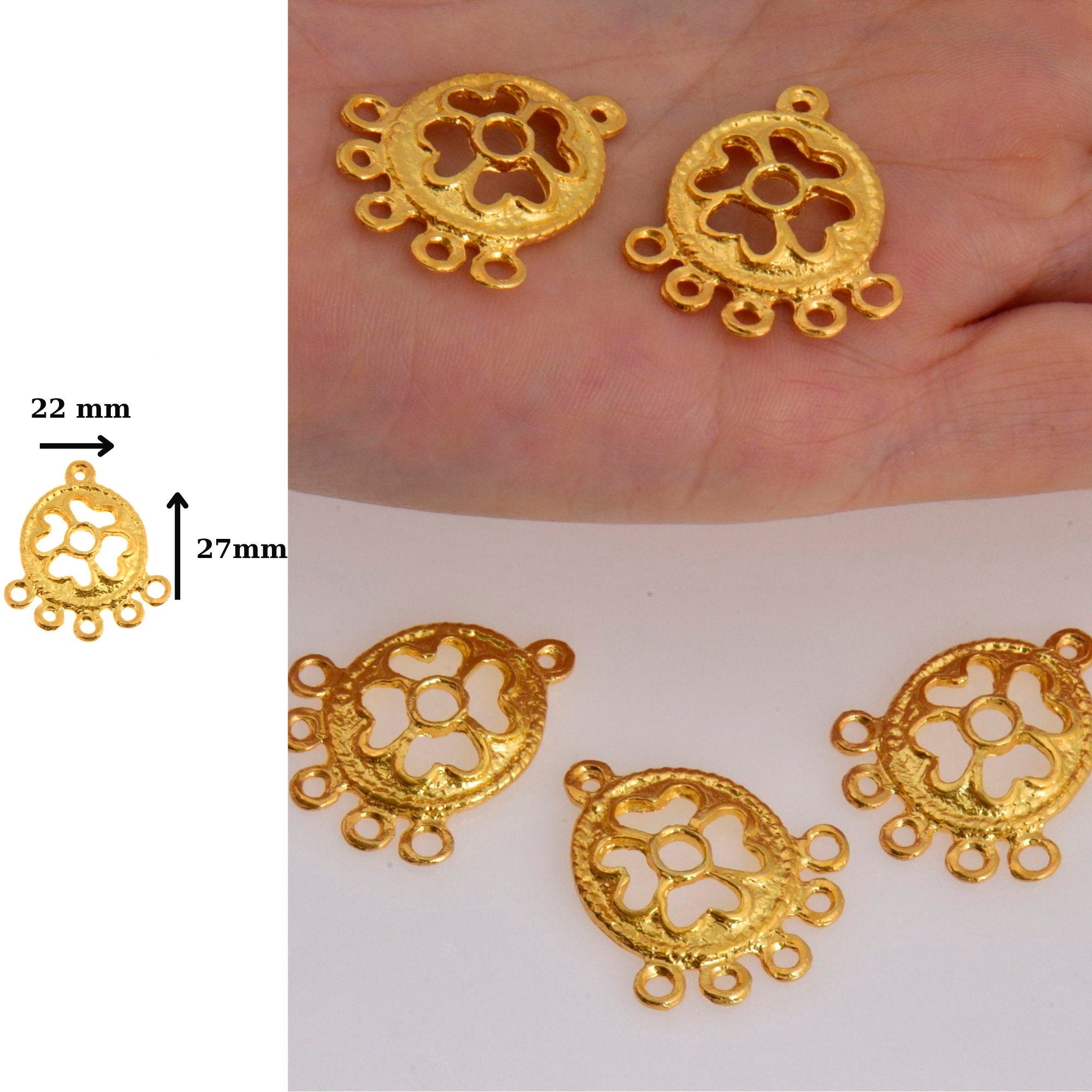 24K Gold Vermeil Chandelier Component for Earring, Pendants, 925 Sterling Silver Chandelier Connectors, Jewelry Findings, S4V