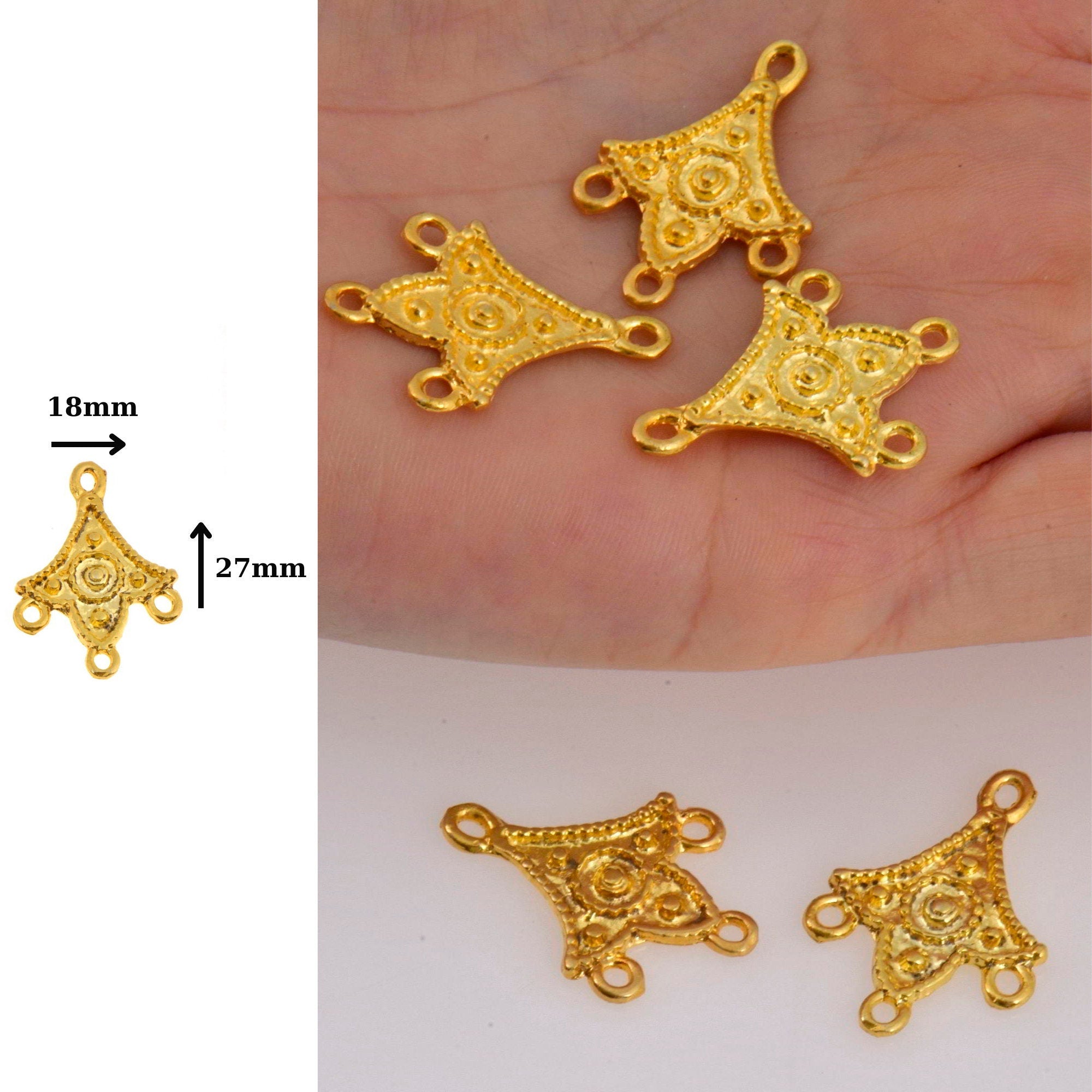 925 Sterling Silver & 24K Gold Vermeil Chandelier Component for Earring, Pendants, Chandelier Connector, Jewelry Findings, SV7/S7