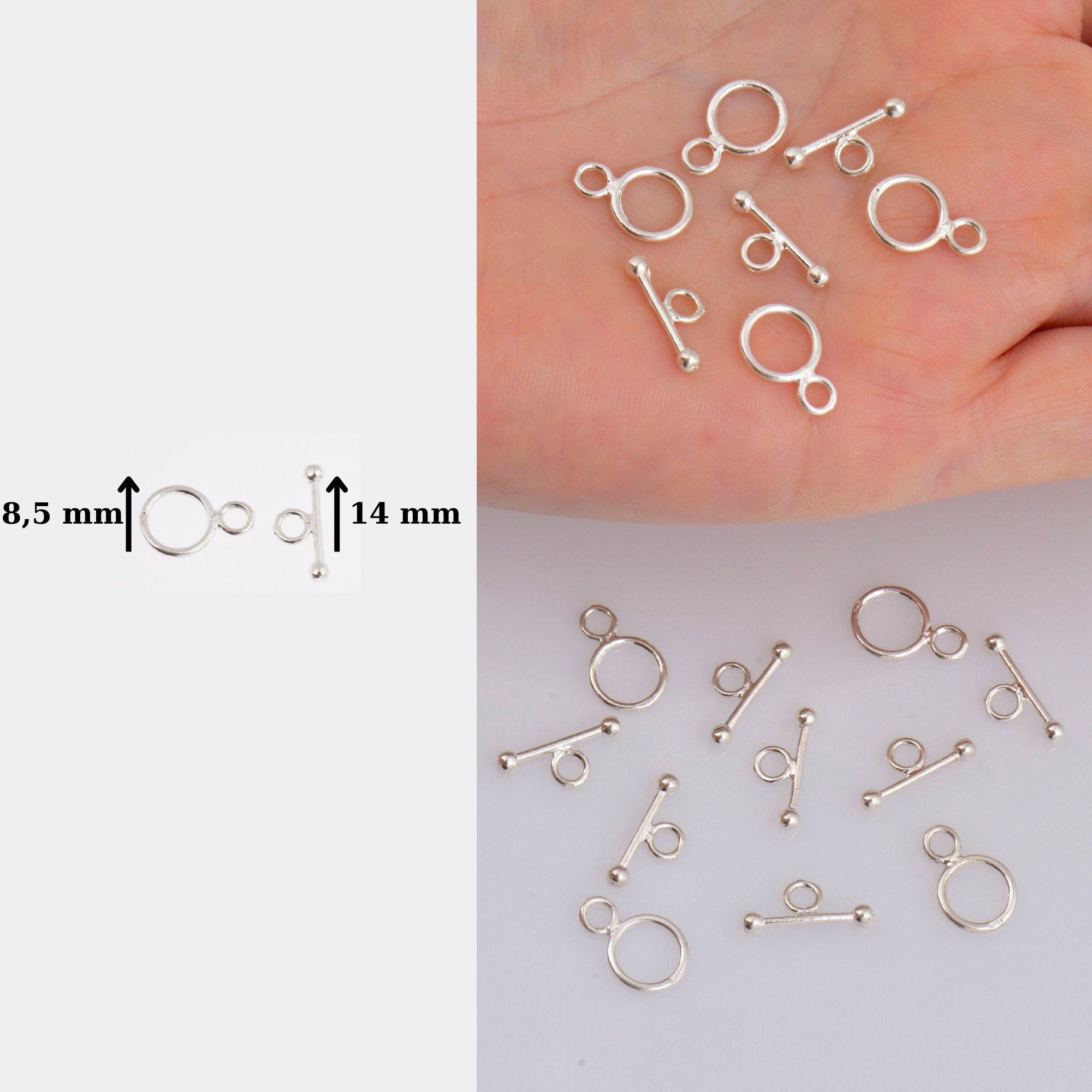 925 Sterling Silver Toggle Clasps, Solid Silver Toggle Clasp, Silver Plain Toggle Clasp Set, Jewelry Making Supplies, Jewelry Findings, M59A