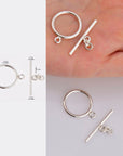 925 Sterling Silver Toggle Clasps, Solid Silver Toggle Clasp, Silver Plain Toggle Clasp Set, Jewelry Making Supplies, Jewelry Findings, M59E