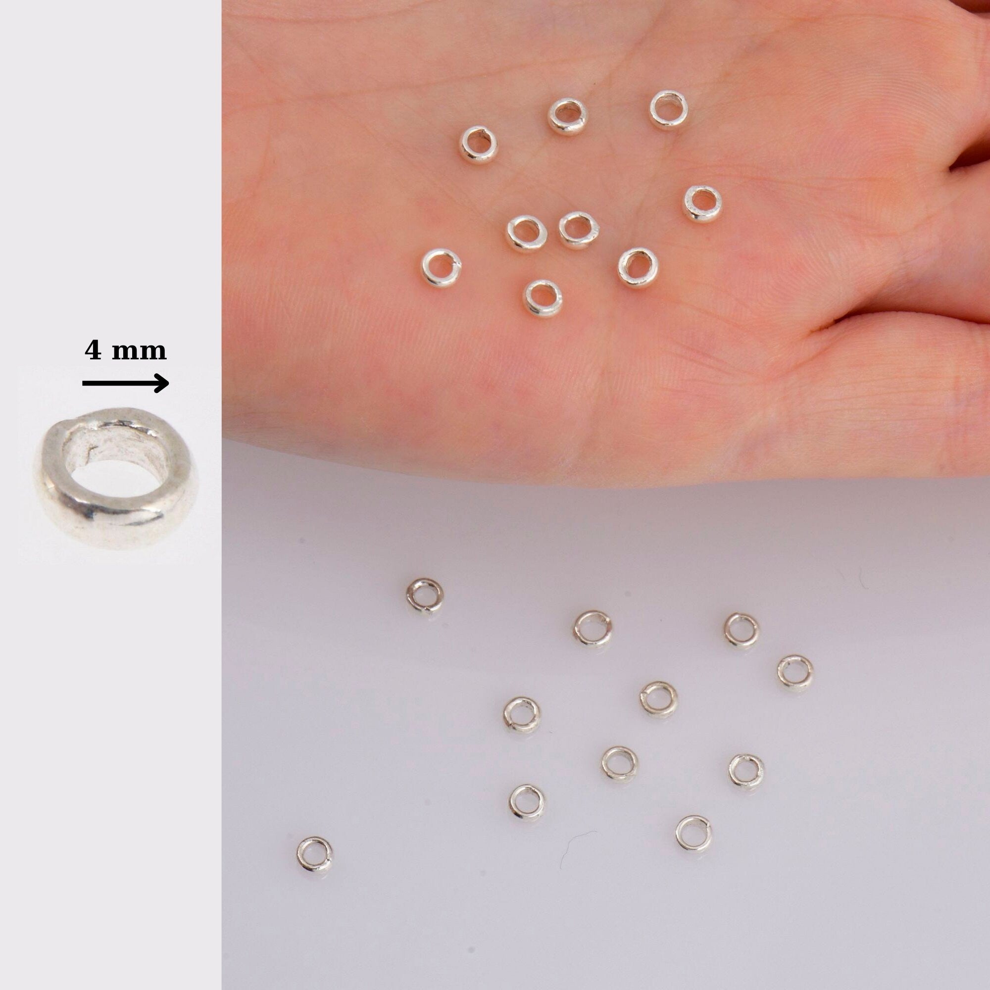 4 x 1.6 mm 925 Sterling Silver Closed Ring Separators 12 Pcs, Jewelry Supplies, Findings, M69B