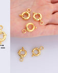 24K Gold Vermeil Spring Ring Clasp, 925 Solid Silver Spring Clasps with Open Loop, Gold Plated Trigger Spring Clasp, Jewelry Findings, VM53A