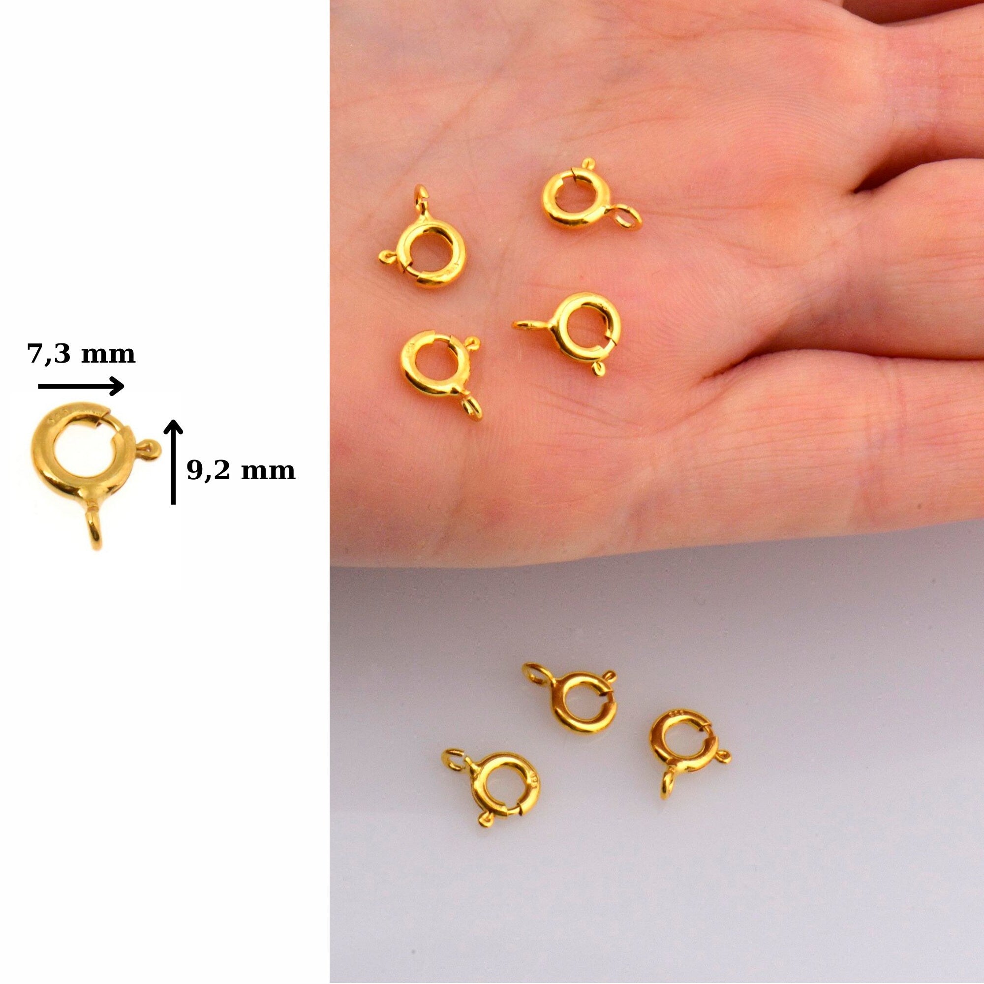 24K Gold Vermeil Round Clasps, 925 Solid Silver Round Trigger Clasp, Gold Plated Round Spring Clasp, Jewelry Supply, Jewelry Findings, VM56B