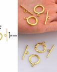 24K Gold Vermeil Toggle Clasps, 925 Solid Silver Toggle Clasp, Gold Plated Organic Toggle Clasp Set, Jewelry Supply, Jewelry Findings, VM57C