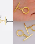 24K Gold Vermeil Toggle Clasps, 925 Solid Silver Toggle Clasp, Gold Plated Plain Toggle Clasp Set, Jewelry Supply, Jewelry Findings, VM58A-C