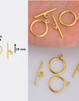 24K Gold Vermeil Toggle Clasps, 925 Solid Silver Toggle Clasp, Gold Plated Plain Toggle Clasp Set, Jewelry Supply, Jewelry Findings, VM59E