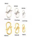 24K Gold Vermeil & 925 Silver S Clasps, Antique Silver Hook Clasps, Gold Connectors, Jewelry Supplies, Jewelry Findings, M/VM64A-C