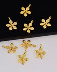 24K Gold Vermeil Flower Dangle Charm, 925 Sterling Silver Star Dangle Charm, Necklace Dangle Charm, Earrings, Jewelry Findings, S10V