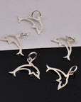 925 Sterling Silver Dolphin Dangle Charm, Solid Silver Fish Dangle Charm, Necklace Dangle Charm, Earring Dangle Charm, Jewelry Findings, S11
