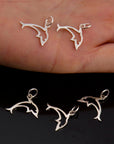 925 Sterling Silver & 24K Gold Vermeil Dolphin Dangle Charm, Fish Dangle Charm, Necklace Charm, Earrings, Jewelry Findings, S11V\S11
