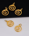 24K Gold Vermeil Spiral Dangle Charm, 925 Sterling Silver Swirl Dangle Charm, Necklace Dangle Charm, Earrings, Jewelry Findings, S12V