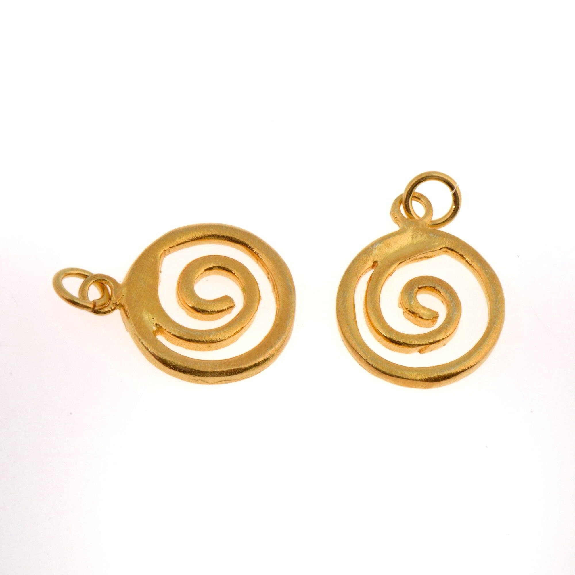 24K Gold Vermeil Spiral Dangle Charm, 925 Sterling Silver Swirl Dangle Charm, Necklace Dangle Charm, Earrings, Jewelry Findings, S12V