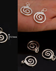 925 Sterling Silver & 24K Gold Vermeil Spiral Dangle Charm, Swirl Dangle Charm, Necklace Charm, Earrings, Jewelry Findings, S12V\S12