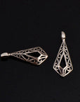 925 Sterling Silver Filigree Dangle Charm, Solid Silver Rhombus Dangle Charm, Necklace Dangle Charm, Earrings Dangle Charm, S13