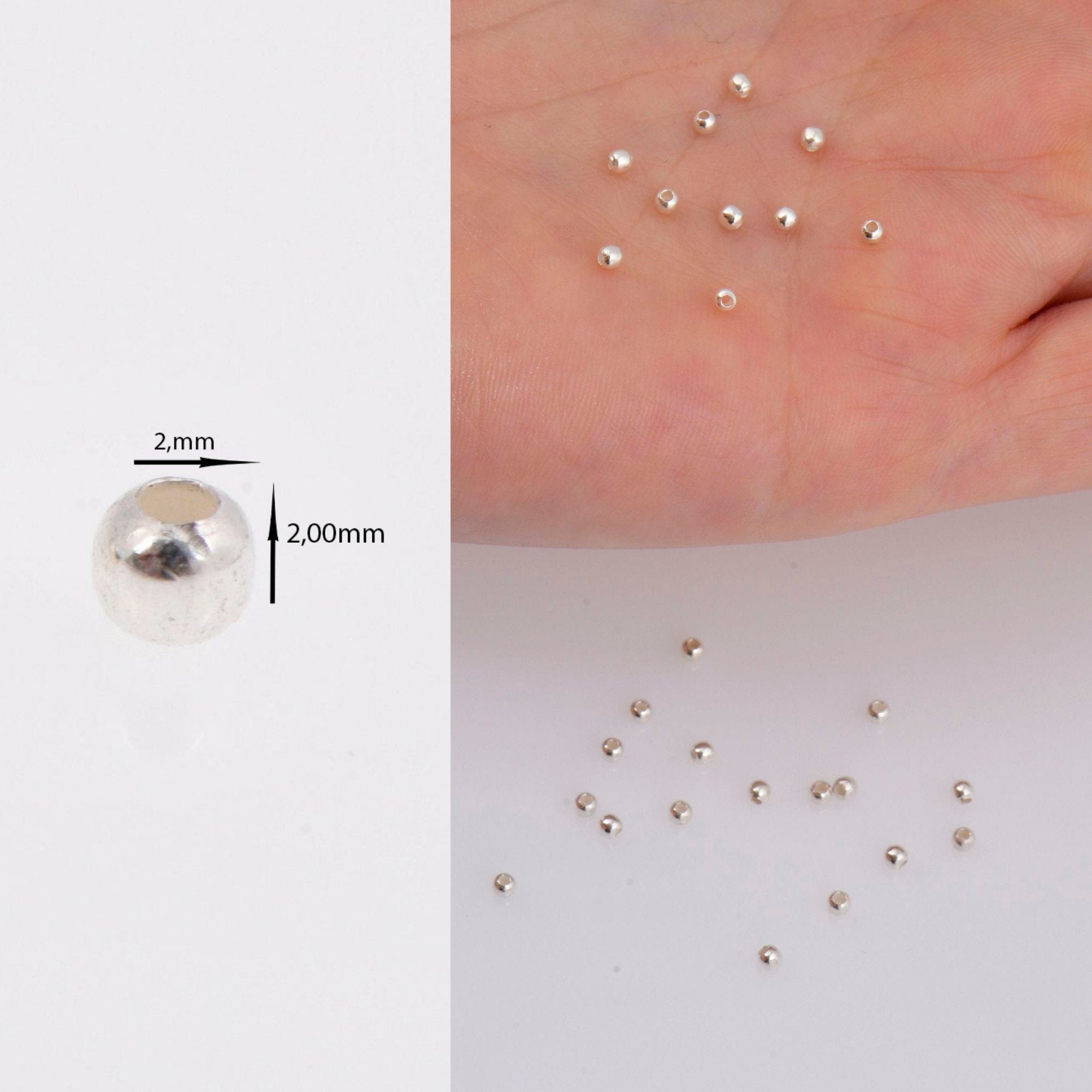 925 Sterling Silver 2 to 9mm Smooth Seamless Round Beads, Solid Ag 925 Round Separator Beads, Jewelry Supplies, M3A-M3J