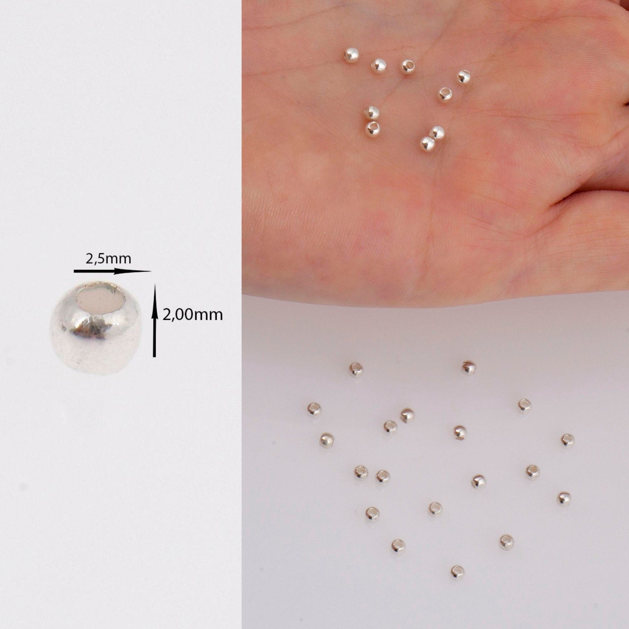 925 Sterling Silver 2 to 9mm Smooth Seamless Round Beads, Solid Ag 925 Round Separator Beads, Jewelry Supplies, M3A-M3J