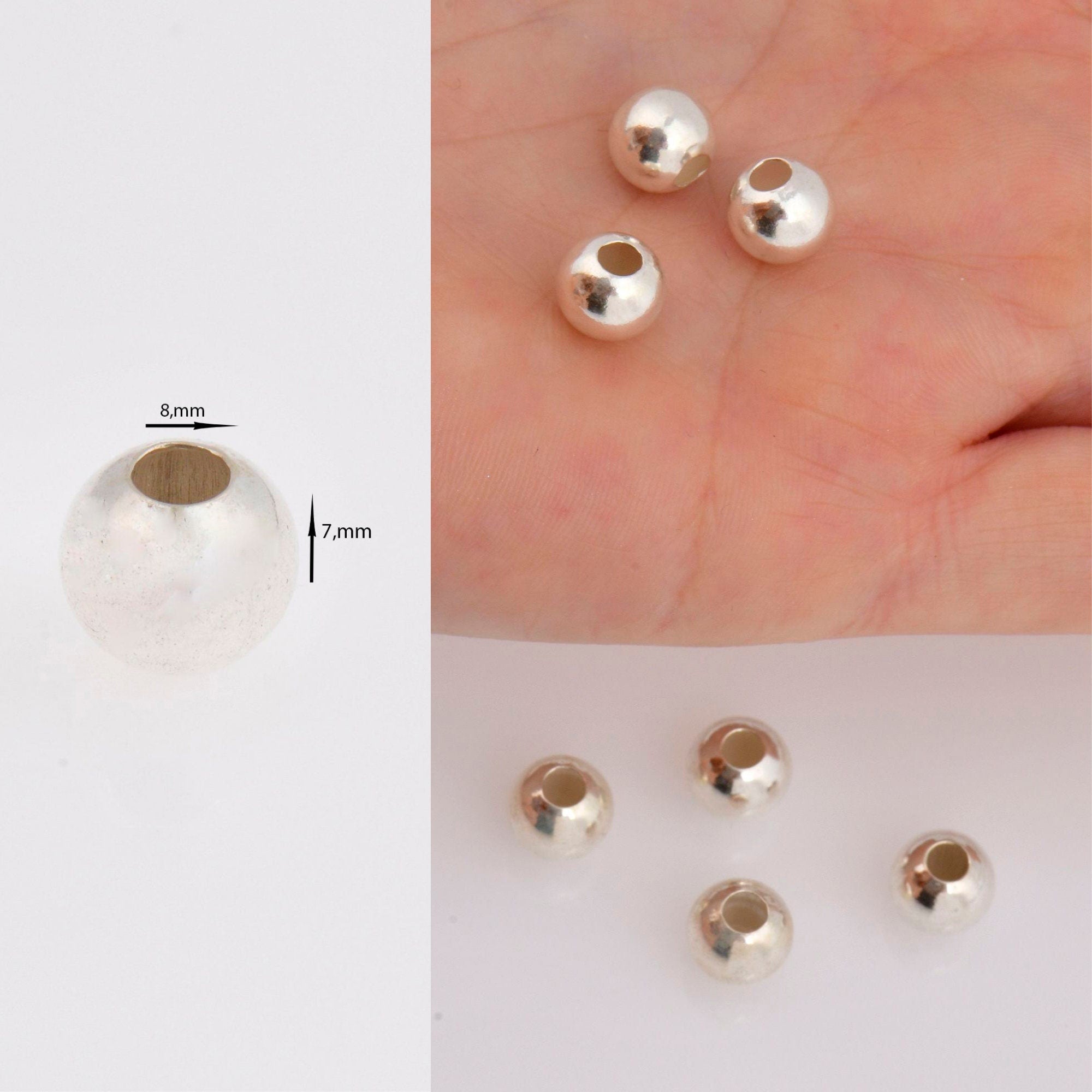 925 Sterling Silver 2 to 9mm Smooth Seamless Round Beads, Solid Ag 925 Round Separator Beads, Jewelry Supplies, M3A-M3J