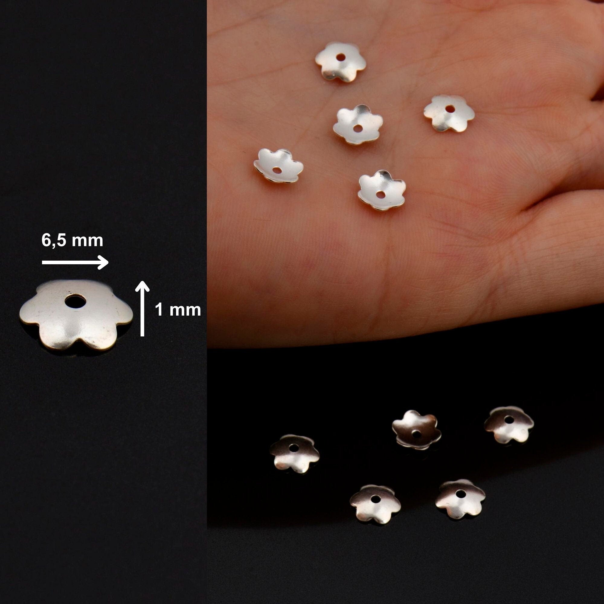 925 Sterling Silver & 24K Gold Vermeil Plain Bead Caps,Shiny Plain Bead Caps, Smooth Bead Caps, Jewelry Spacer Bead Caps, V/M14A-B-C